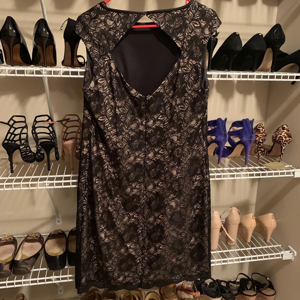 Open back black lace dress